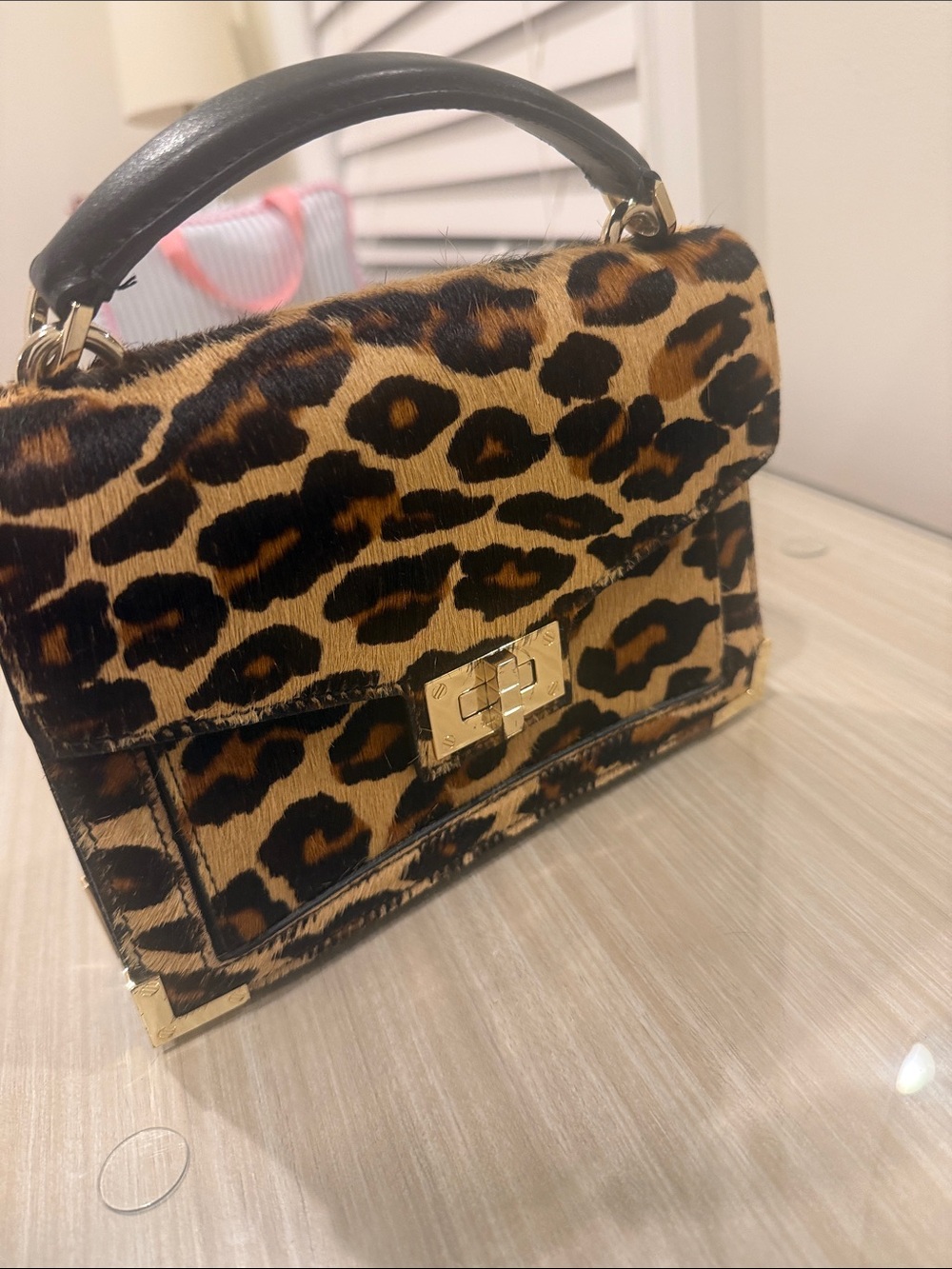 KOOPLES Leopard Print Top-Handle Mini Bag - Brown